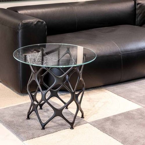 Tavolino basso contemporaneo - X SYSTEM - Cappellini - in vetro / in laminato ad alta pressione / rotondo