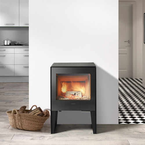 Stufa a legna - GLANCE - HERGÓM - 7 kW / da appoggio / contemporanea