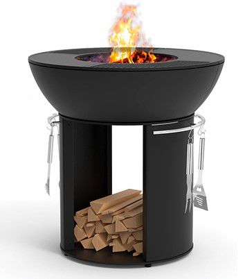 Braciere da giardino a legna - HERGÓM - in ghisa / in acciaio inossidabile / con barbecue