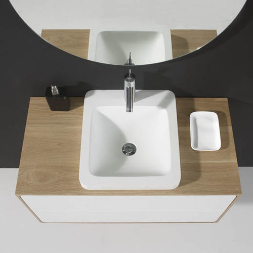Mobile lavabo sospeso - PUMA - Naxani - in legno / in Solid Surface / contemporaneo