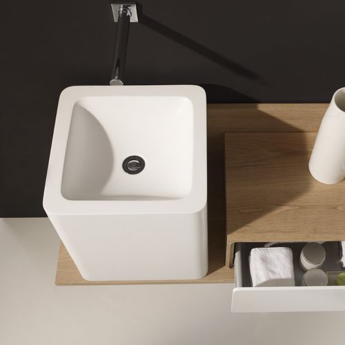 Lavabo da appoggio - PUMA - Naxani - in pietra / in acrilico / con scaffale integrato