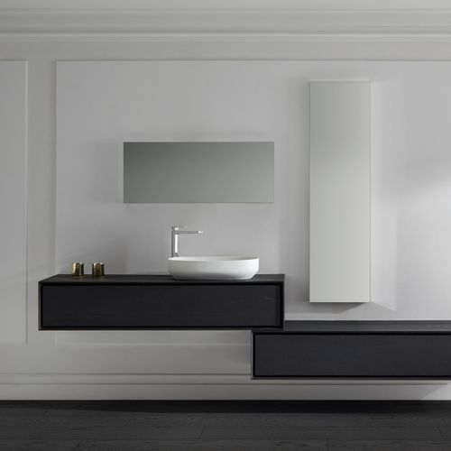 Mobile lavabo sospeso - PRENN BURNED - Naxani - in legno / contemporaneo / con cassetti