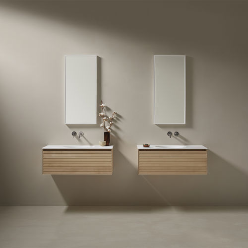 Mobile lavabo doppio - SLAT 1C - Naxani - sospeso / in rovere / in legno massiccio