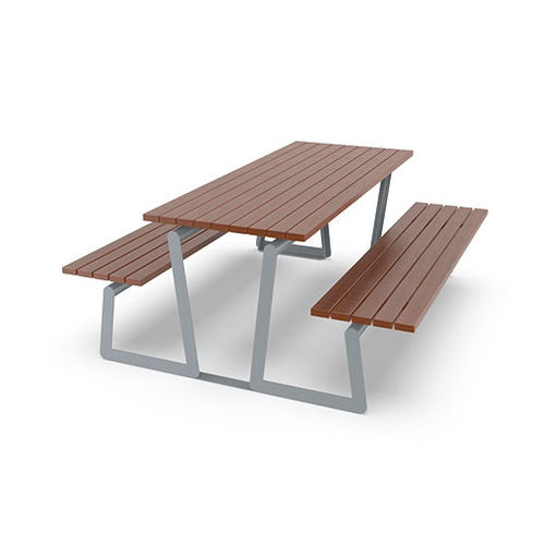 Tavolo da picnic contemporaneo - MILLO  - Komserwis Sp. z o.o. - in legno esotico / con supporto in acciaio / rettangolare