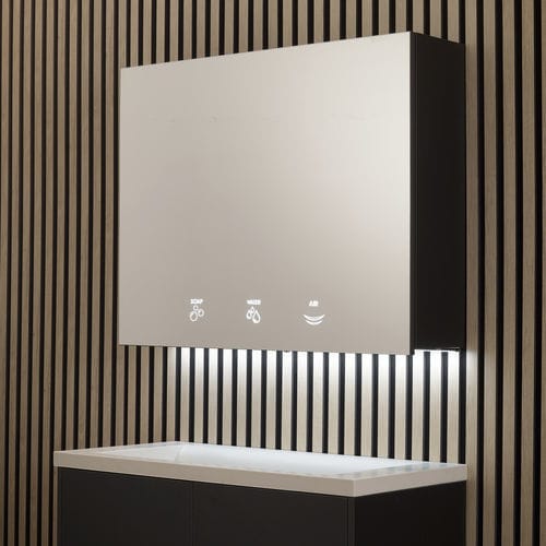 Mobile pensile per bagno con specchio 3 funzioni - BTM02  - Mediclinics, s.a. - con illuminazione integrata / con dispenser di sapone / con rubinetto elettronico