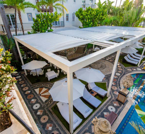 Pergola addossata - ISOLA 2 - KE Outdoor Design - autoportante / in alluminio / con copertura in tela