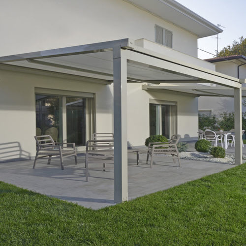 Pergola addossata - XTESA - KE Outdoor Design - in alluminio / in vetro / a prova di vento