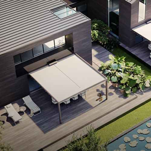 Pergola addossata - PHOENIX FREE - Pratic S.p.A - autoportante / in alluminio / con copertura scorrevole