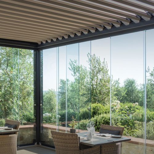 Copertura vetrata mobile - GLASS SERIES - Pratic S.p.A - fissa / scorrevole / in alluminio