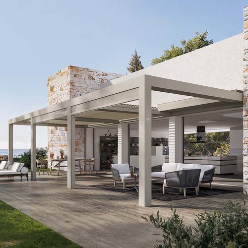 Pergola autoportante - BRERA P - Pratic S.p.A - addossata / in alluminio / a lamelle orientabili