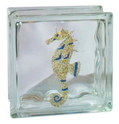 Mattone di vetro quadrato - ART : SEAHORSE - Pittsburgh Corning - colorato