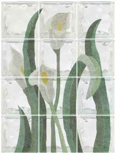 Pannello in mattoni di vetro in pannelli - ART : CALLA LILLIES - Pittsburgh Corning