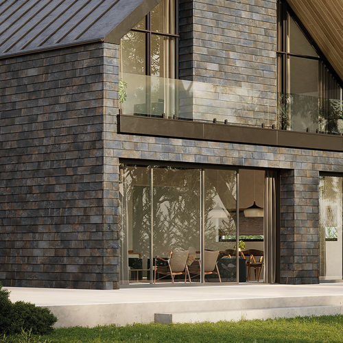 Rivestimento di facciata a scandola - RK-EK1027  - Tempio - in ceramica / verticale / bocciardato