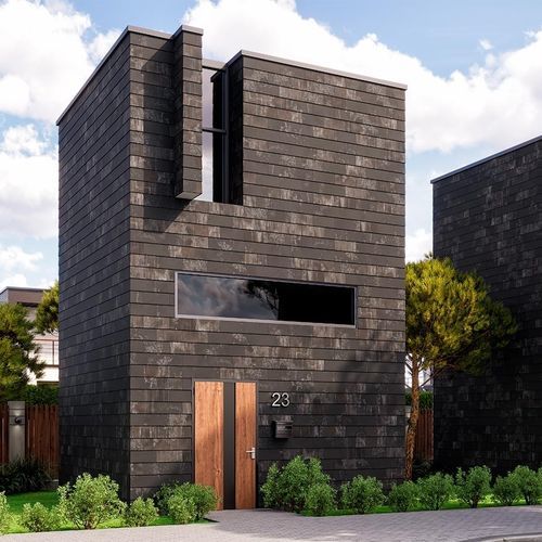 Rivestimento di facciata a scandola - RK-EK1051 - Tempio - in ceramica / verticale / bocciardato