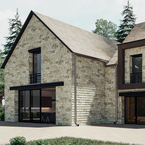 Rivestimento di facciata a scandola - RK-EK1024 - Tempio - in ceramica / verticale / bocciardato
