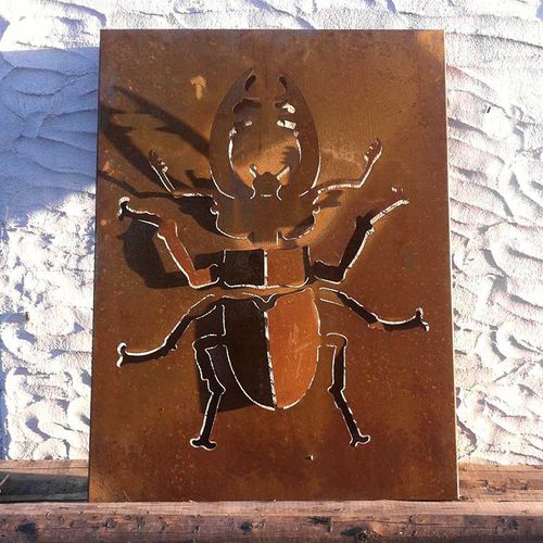 Pannello decorativo da parete - STAG BEETLE - Logical Space design - in alluminio / in corten / 3D