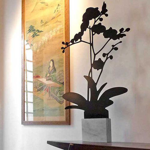 Scultura in marmo di Carrara - ORCHID - Logical Space design - in alluminio / da appoggio / bianca