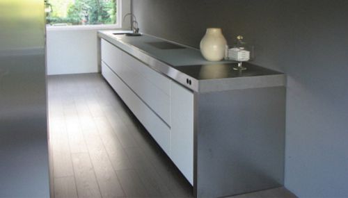 Cucina contemporanea - BRIDGE - ABK InnoVent - in acciaio inossidabile / con isola / senza maniglie