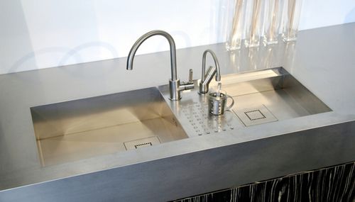 Lavello a 2 vasche - BARONGA - ABK InnoVent - senza gocciolatoio / in acciaio inossidabile / da incasso