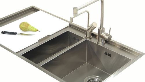 Lavello a 2 vasche - C2BARR01 - ABK InnoVent - con gocciolatoio / in acciaio inossidabile / da incasso