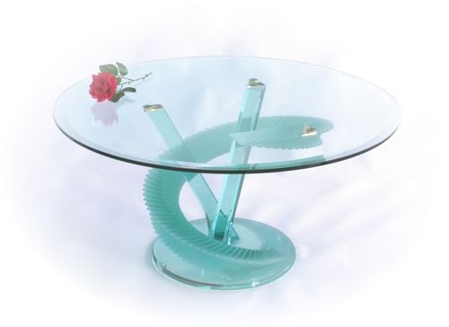 Tavolino basso contemporaneo - SPIRALE - MIROITERIE PETITJEAN - in vetro / rotondo / per uso residenziale