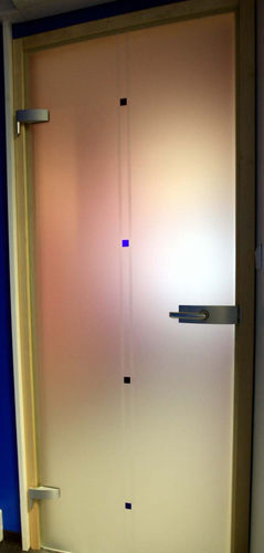 Porta da interno - CARRÉS BLEUS - MIROITERIE PETITJEAN - in vetro / battente / vetrata