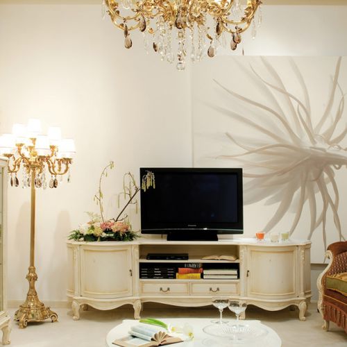 Mobile porta TV in stile - FRATELLI RADICE SRL - in legno laccato / bianco