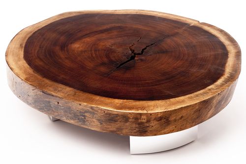 Tavolino basso contemporaneo - BOLACHA ALUMINIUM  - Rotsen Furniture - in legno / rotondo / in materiale di recupero