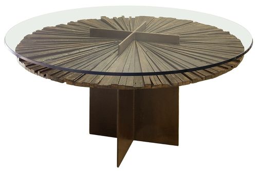Tavolo contemporaneo - MANDALA - Rotsen Furniture - in vetro / rotondo / in materiale di recupero