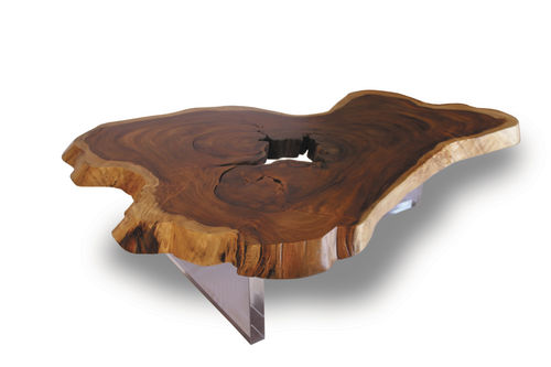 Tavolino basso contemporaneo - FLOATING SLAB LUCITE - Rotsen Furniture - in legno / in materiale di recupero / per uso residenziale