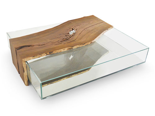 Tavolino basso contemporaneo - COCOBOLO - Rotsen Furniture - in vetro / in legno massiccio / rettangolare