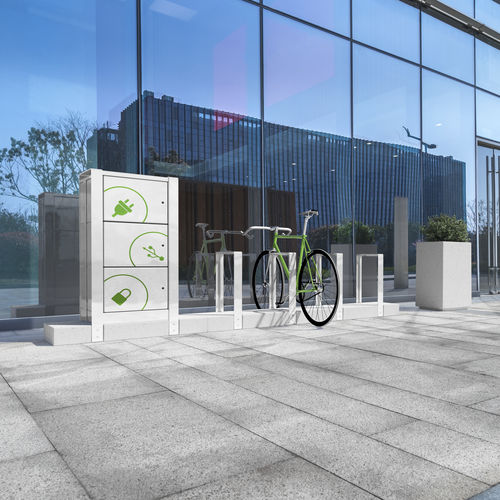 Poggia-biciclette a pavimento - T-BIKE & T-BOX - BELLITALIA - con stazione di ricarica / per spazio pubblico / per zone urbane