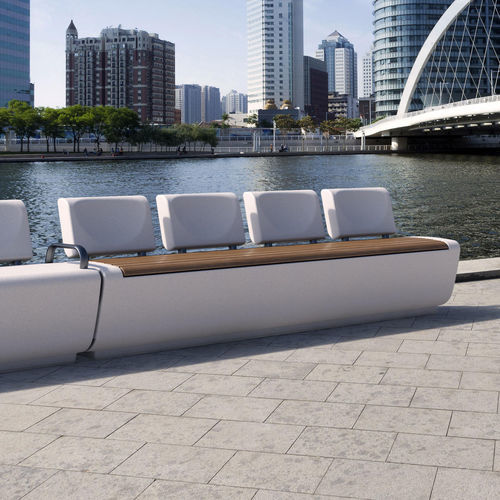 Panca per spazi pubblici contemporanea - LOUNGE LW - BELLITALIA - in legno / in pietra ricostituita / con schienale