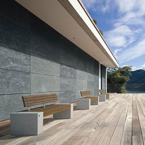 Panca per spazi pubblici contemporanea - ERACLEA WS - BELLITALIA - in legno / in pietra ricostituita / con schienale