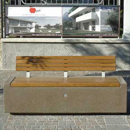 Panca per spazi pubblici contemporanea - DEMETRA 2DWS - BELLITALIA - in legno / in pietra ricostituita / con schienale