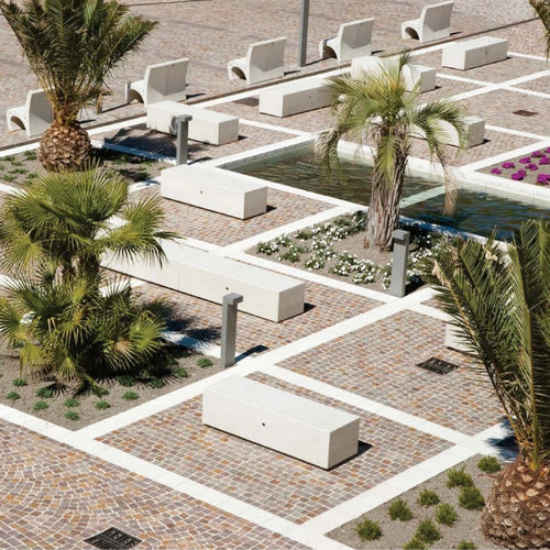 Panca per spazi pubblici contemporanea - DEMETRA D - BELLITALIA - in pietra ricostituita / senza schienale / senza braccioli