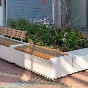 Panca per spazi pubblici contemporanea - DEMETRA 2DW - BELLITALIA - in legno / in pietra ricostituita / senza schienale