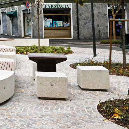 Sgabello contemporaneo - DEMETRA M - BELLITALIA - in pietra ricostituita / con supporto in vetro ricostituito / con base centrale