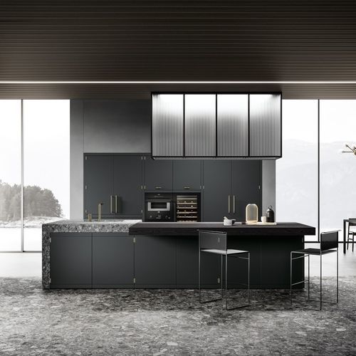 Cucina contemporanea - ANUBA - MITON - impiallacciata in legno / in vetro / con isola