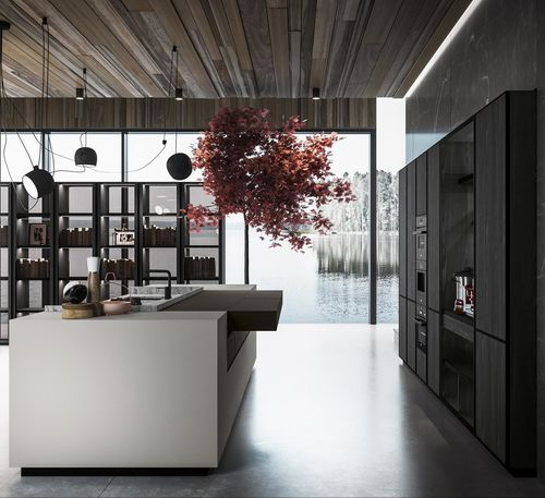 Cucina contemporanea - AMARI - MITON - impiallacciata in legno / in legno massiccio / in vetro fumè