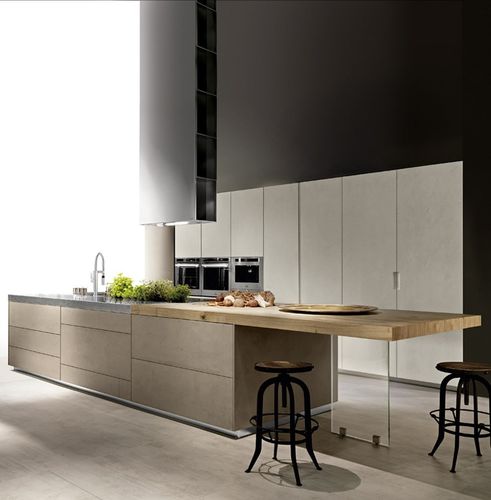 Cucina contemporanea - LIMHA - MITON - in rovere / in acciaio / in cemento