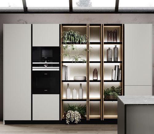 Libreria contemporanea - WAIND_L - MITON - in legno / vetrata / con illuminazione integrata