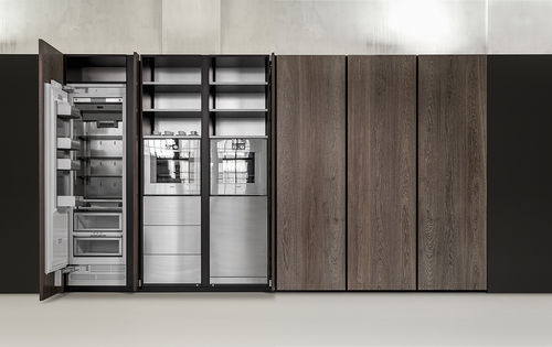 Mobile alto per cucina contemporaneo - WALL - Steininger Designers - in legno / in pietra naturale / per frigorifero