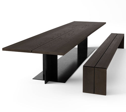 Set tavolo e panca contemporaneo - SPLIT - Steininger Designers - in legno massiccio / in acciaio laccato / su misura