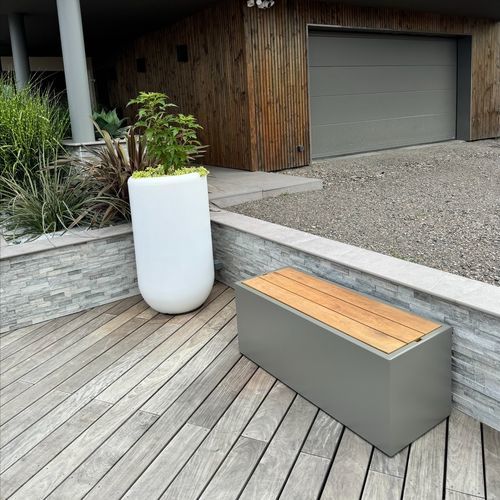 Panca da giardino contemporanea - IMAGE'IN ASSBE - ATELIER SO GREEN - in legno / in fibrocemento / senza schienale