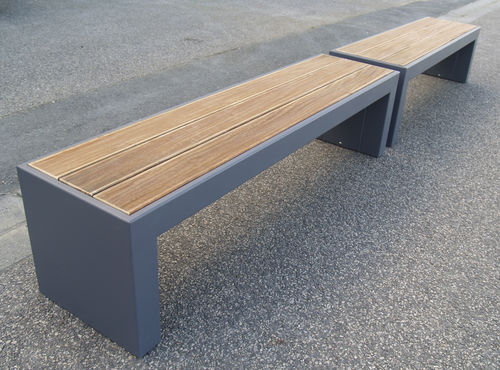 Panca per spazi pubblici contemporanea - STEELAB - ATELIER SO GREEN - in legno / in acciaio / in lamiera d'acciaio