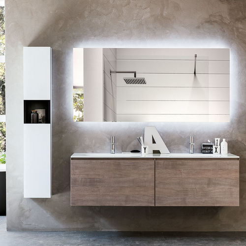 Mobile lavabo doppio - DOMINO LEGNO - ARTELINEA - sospeso / in legno / contemporaneo