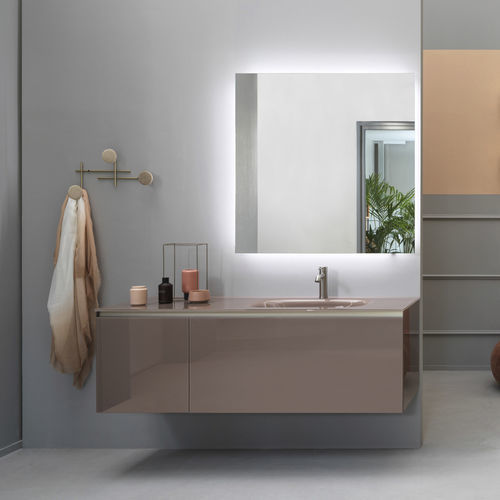Mobile lavabo sospeso - VOLUMI - ARTELINEA - in laminato / in vetro / in resina