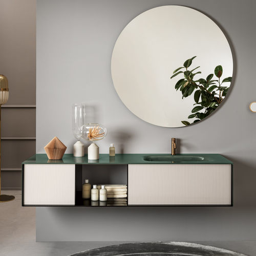 Mobile lavabo a muro - QUADRA - ARTELINEA - in HPL / contemporaneo / con sportello