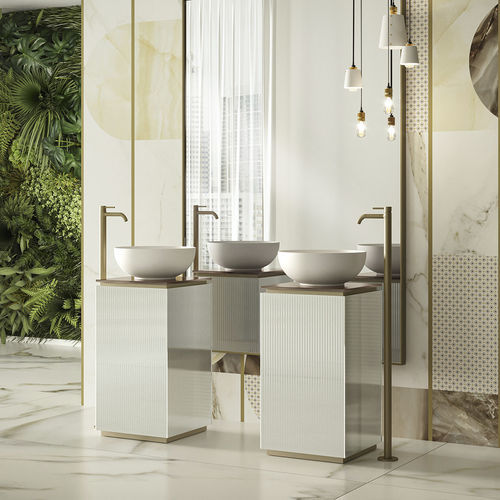 Lavabo autoportante - PLISSÉ - ARTELINEA - in vetro / in metallo / rettangolare